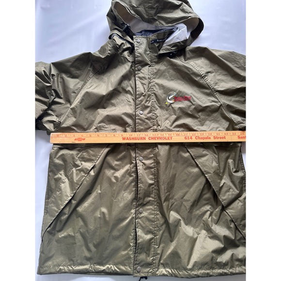 World Wide Sportsman Men's Large Green Ripstop Hooded Rain Jacket Windbreaker L - Picture 3 of 10